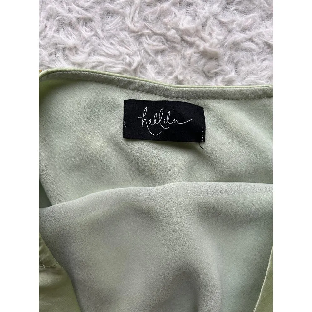 Hallelu Green Cutout Mini Dress Size Large - Image 6