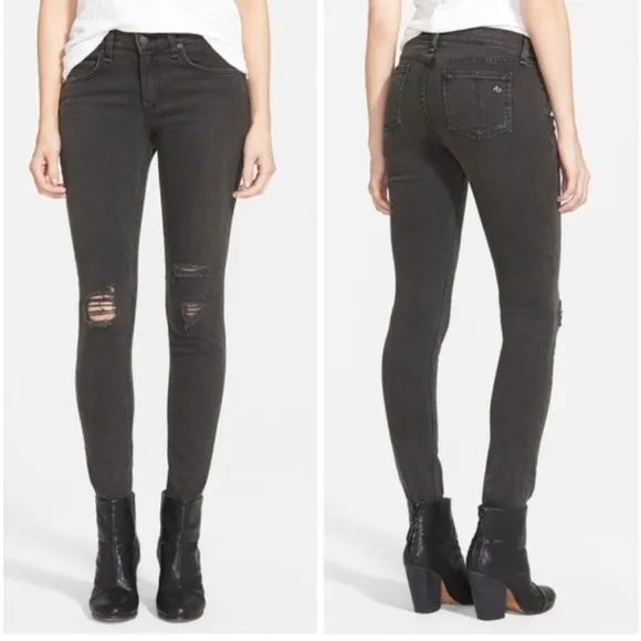 Rag & Bone rock with holes skinny black jean size 29 - Image 2