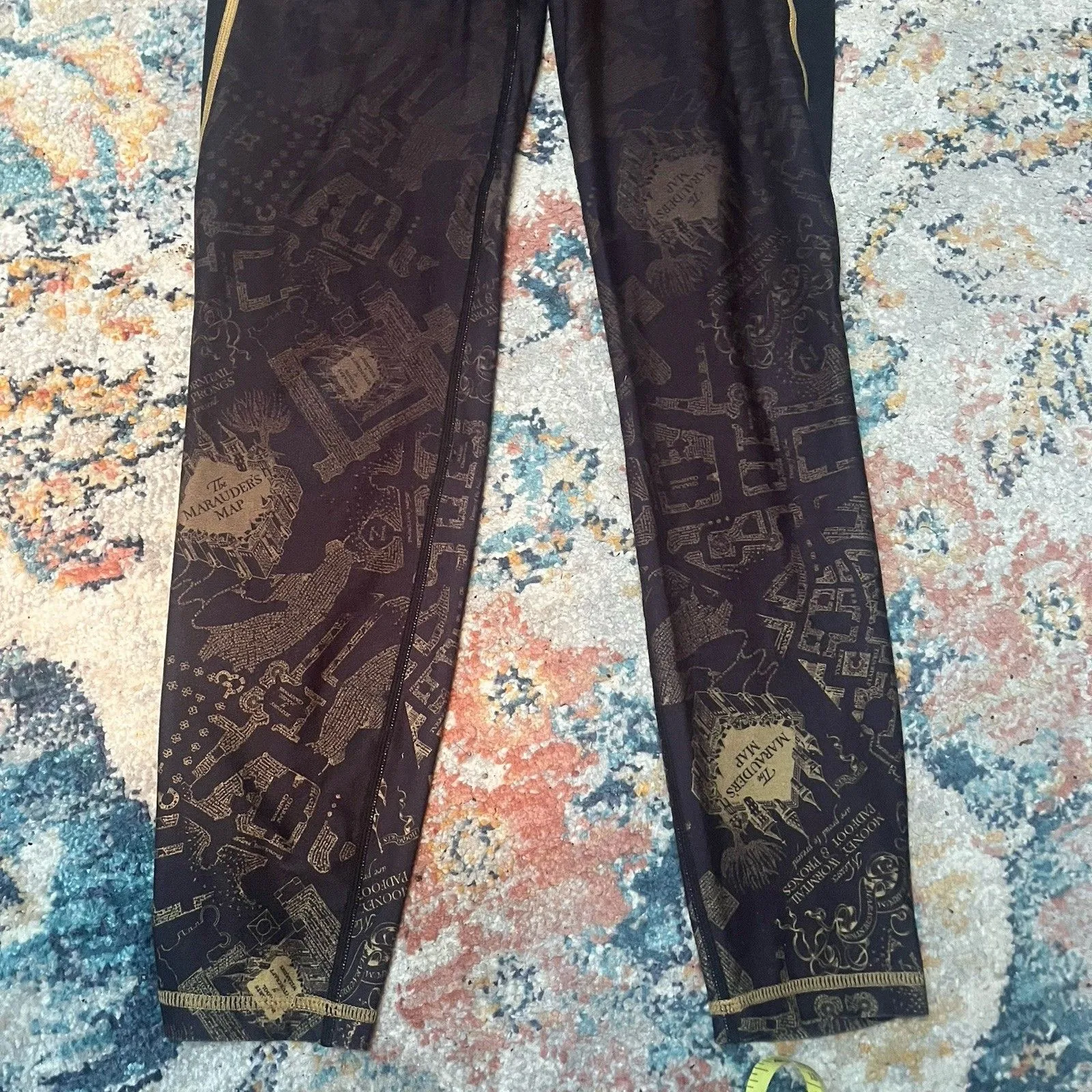 Harry Potter High Waisted Workout Leggings w Sports Bra Women Small Black Gold - Image 12