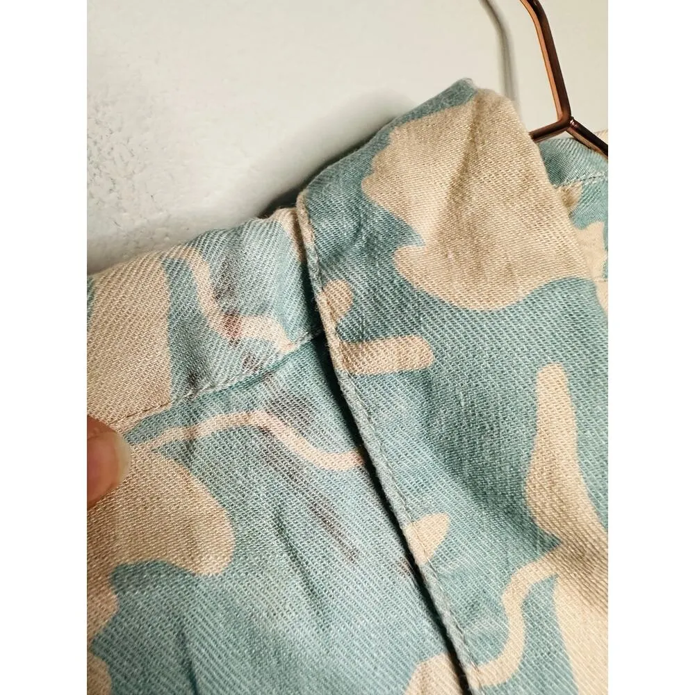 TANYA TAYLOR Blue Floral Cotton Zip Up Front Skye Mini Romper Size Medium - Image 9