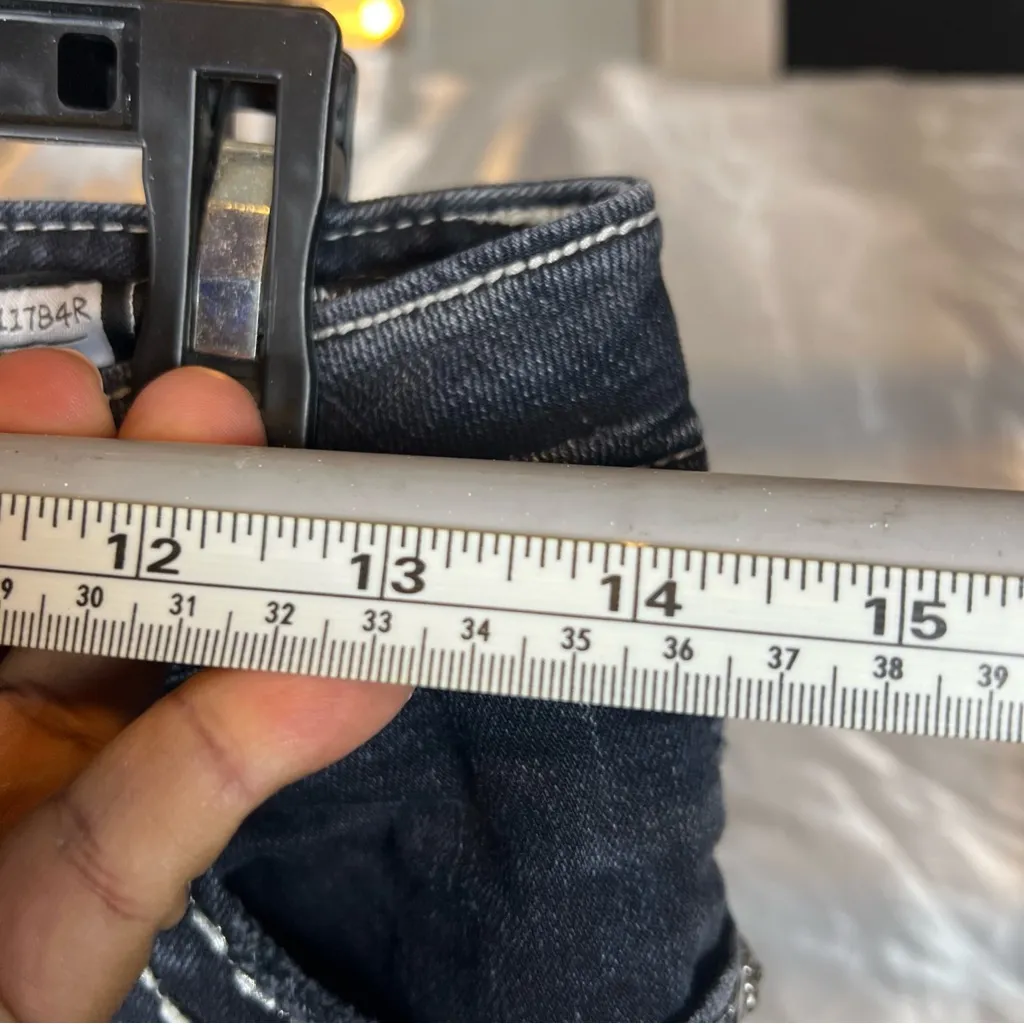 Miss Me Black Boot Cut Jeans with White Stitching - Image 6