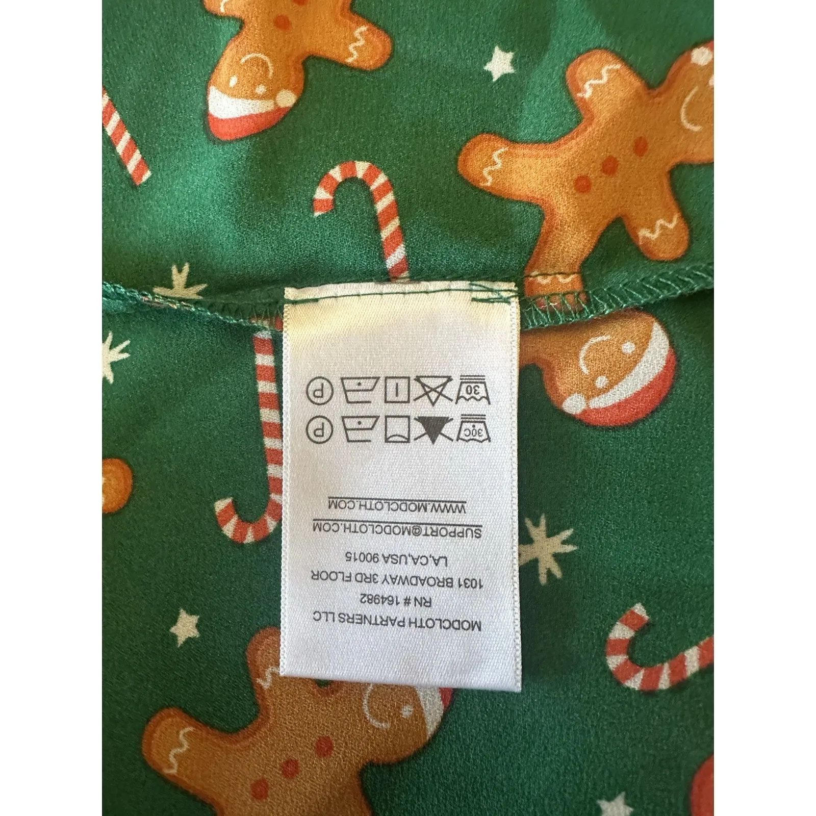 ModCloth Plus Size 16W Gingerbread Candy Cane Print Peter Pan Collar Green Dress - Image 11