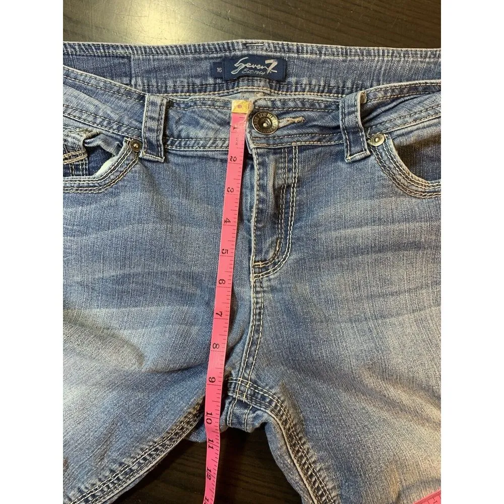 7 For All Mankind Cropped Jeans Womens Size 16 36x22 Embroidered Pockets‎ READ - Image 10