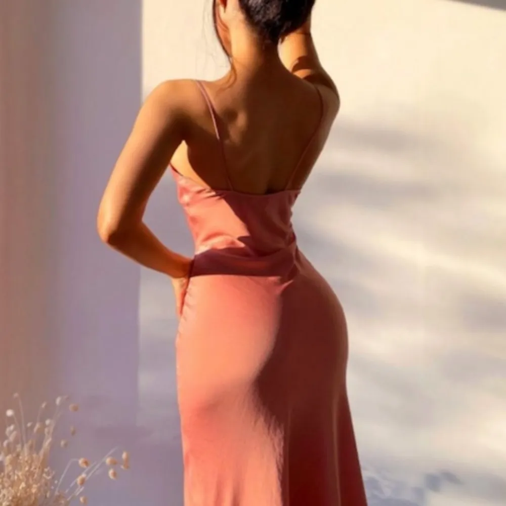 BLOGGERS FAVE!  ZARA SATIN EFFECT Buttoned Slip Midi Dress Dusty  Pink - Image 11