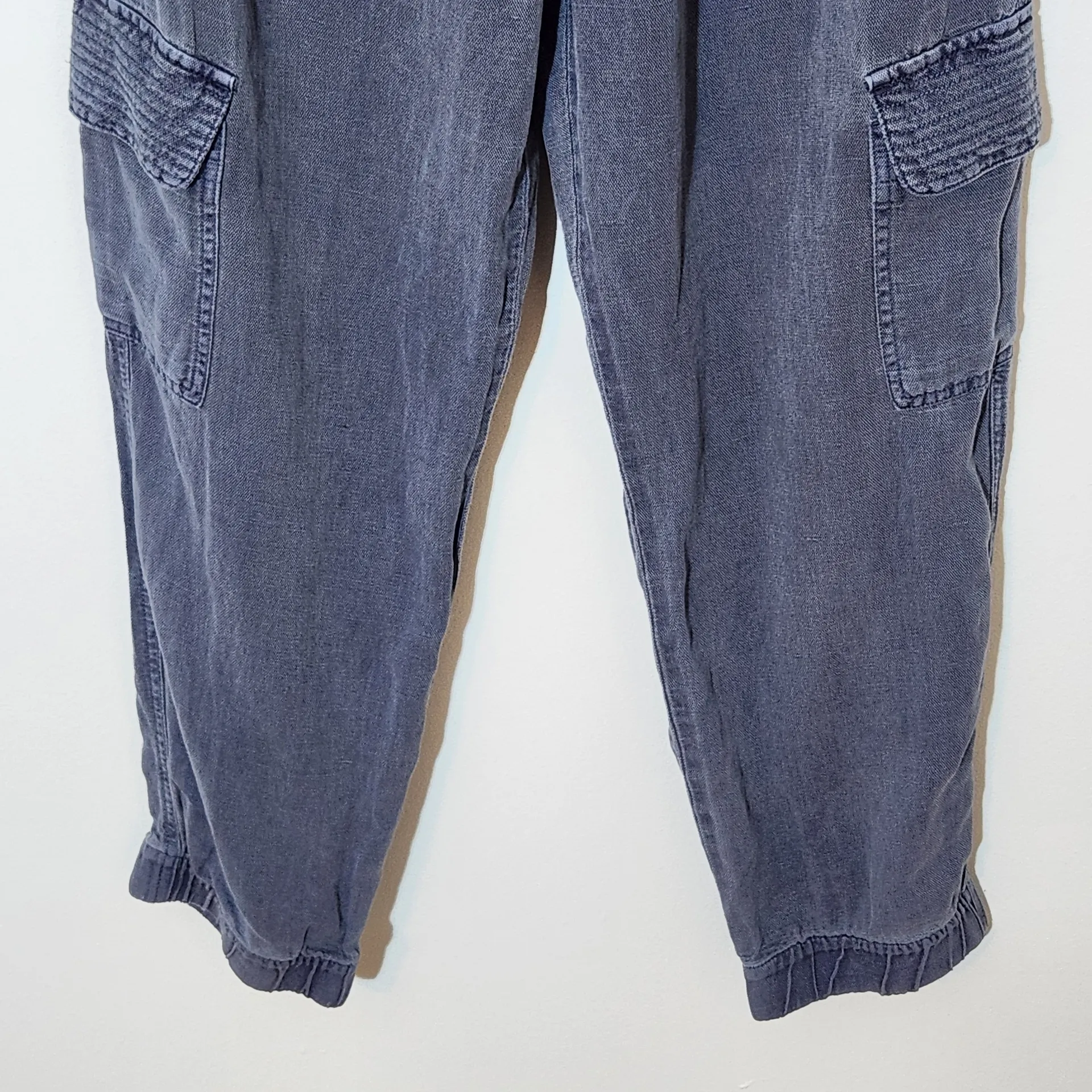 Cynthia Rowley Blue Linen Blend Cargo Jogger Pants NWT Size Large Cargo Joggers - Image 4