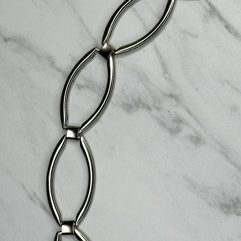 Open Oval Silver Tone Metal Chain Link Belt Plus OS One Size - Image 9