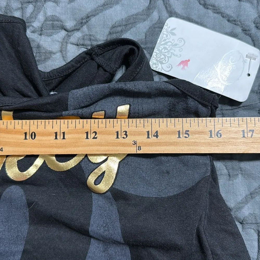 Disney junior size small 3/5 cross back tank black and gold Mickey letters NWT - Image 6