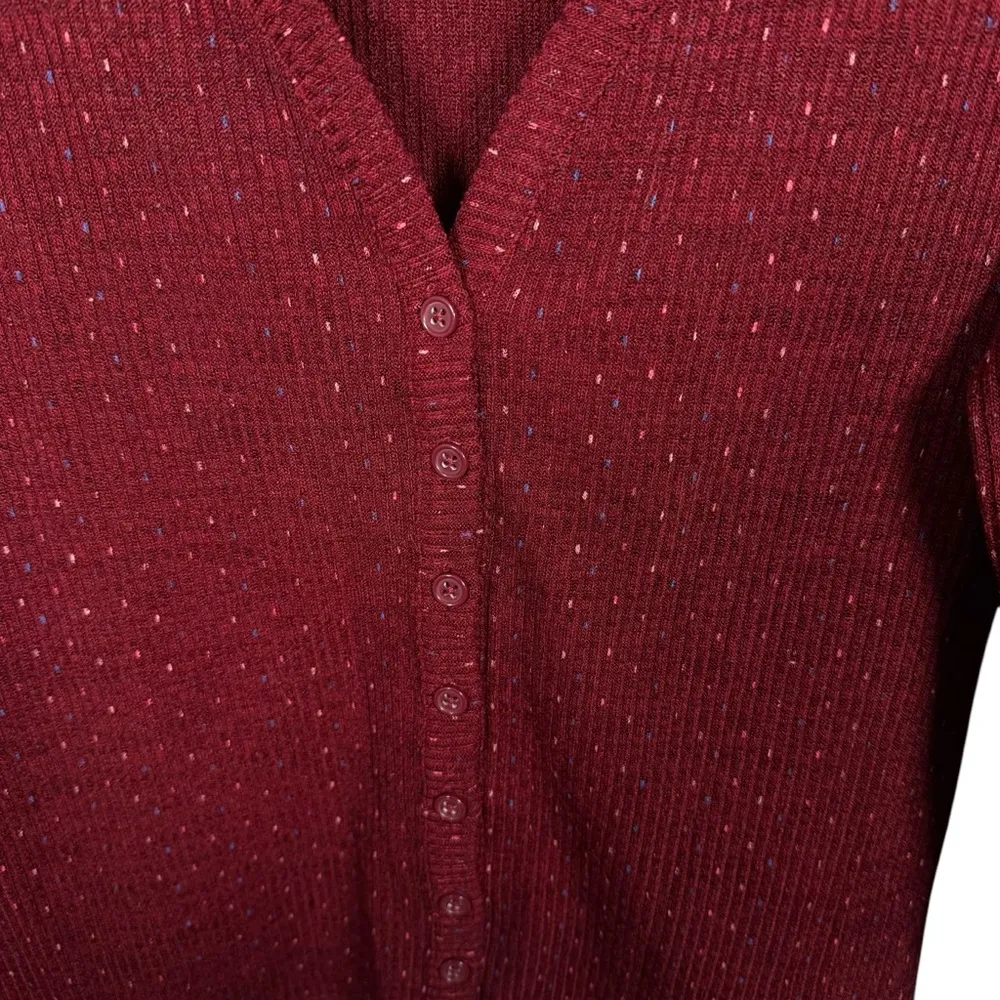 Modcloth Women’s Speckled Ribbed Cardigan ASO Legacies Red Size L - Image 5