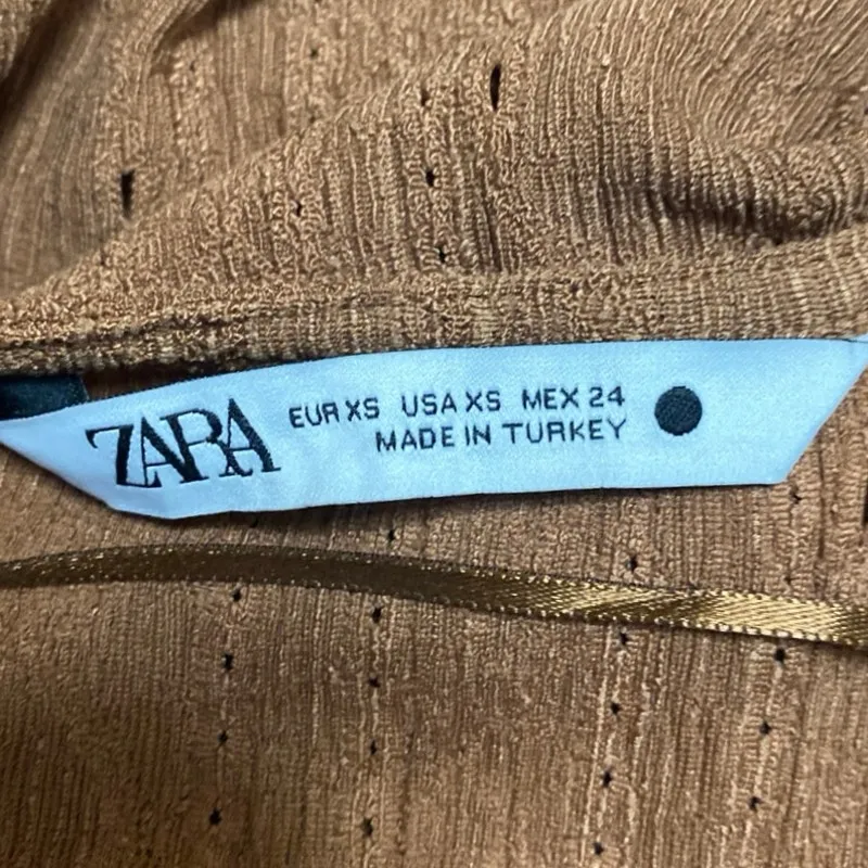 Zara Women's Brown Long Sleeve Knit Button Up Cardigan Sweater Top Size XS - Image 3