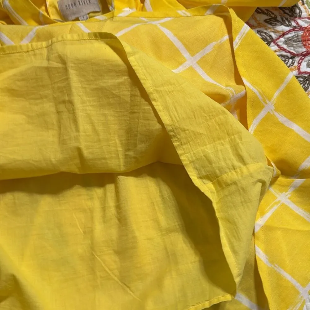 MOON RIVER women’s size medium puff sleeve Yellow Cold Shoulder Dress lined NWT - Image 9