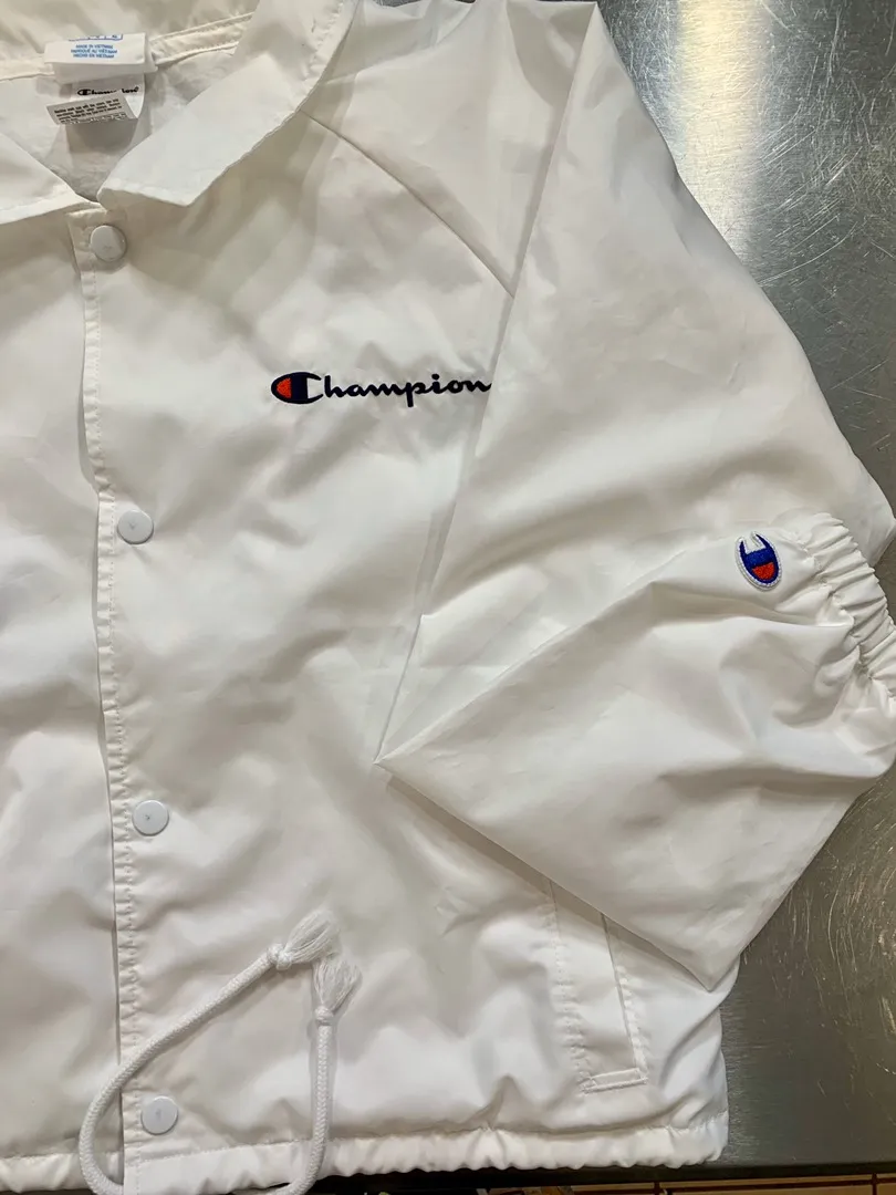 Champion White Crop Coaches Jacket - Image 4