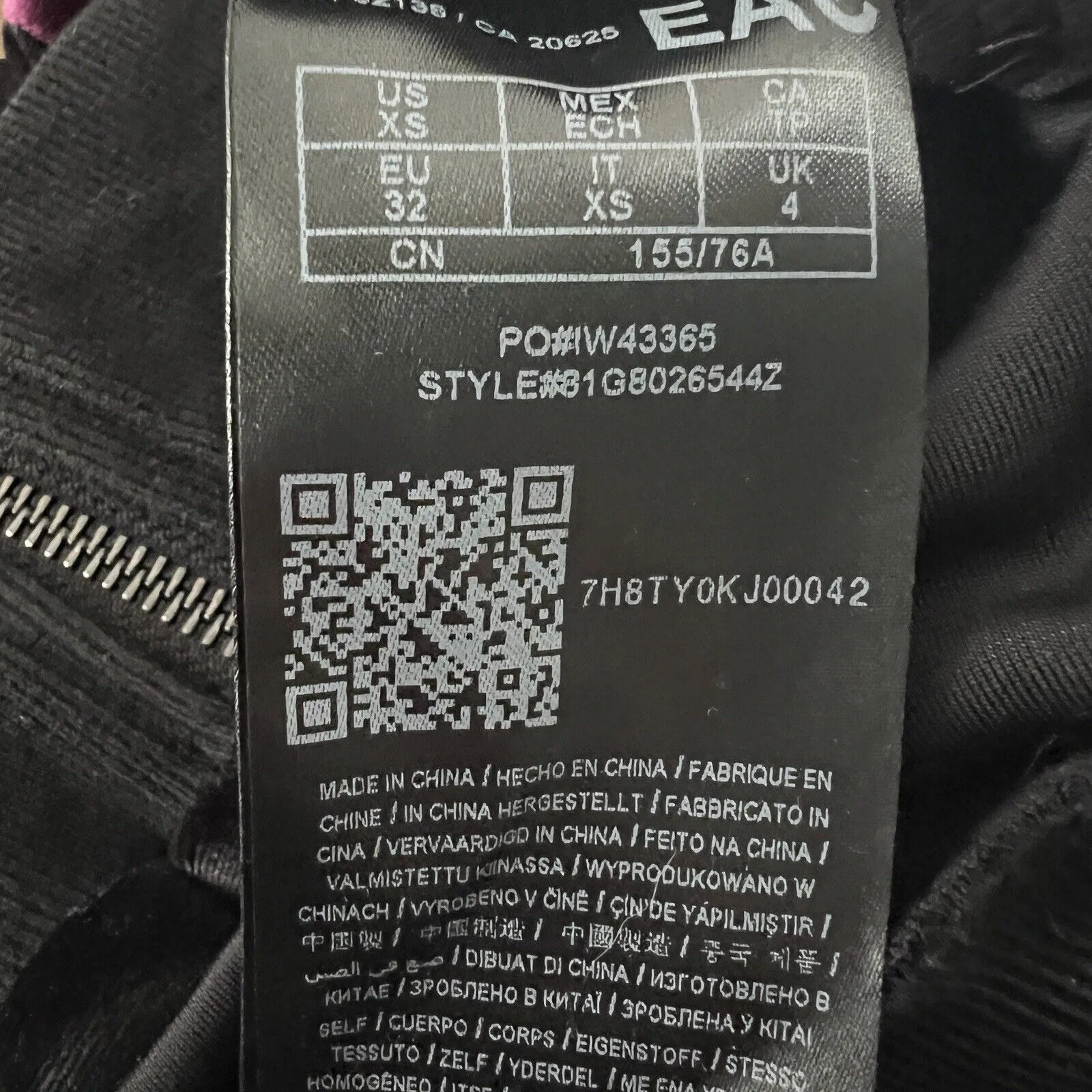 Marciano Jacket‎ Womens XS Velour Black Purple Zip Up Lace Inserts Whimsigoth - Image 6