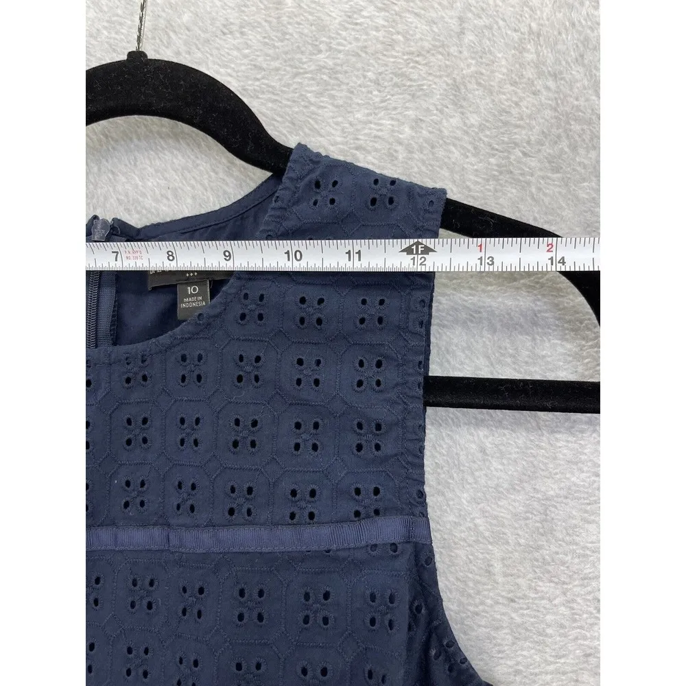 Banana Republic Women's Navy Blue Sleeveless Dress Eyelet Lined Size 10 Cotton - Image 7