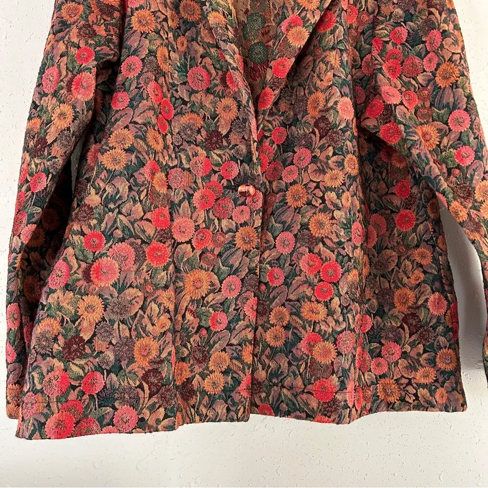 Vintage So Aida! San Fransisco Jacket Floral Tapestry Art to Wear Unique Medium - Image 3