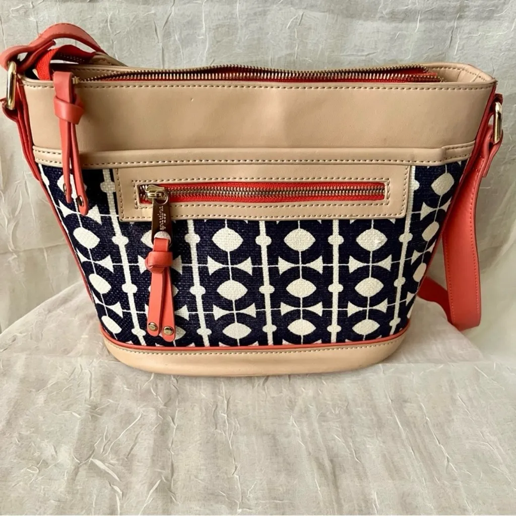 Spartina 449 Daufuskia Island Natural Linen Genuine Leather Shoulder Crossbody - Image 6