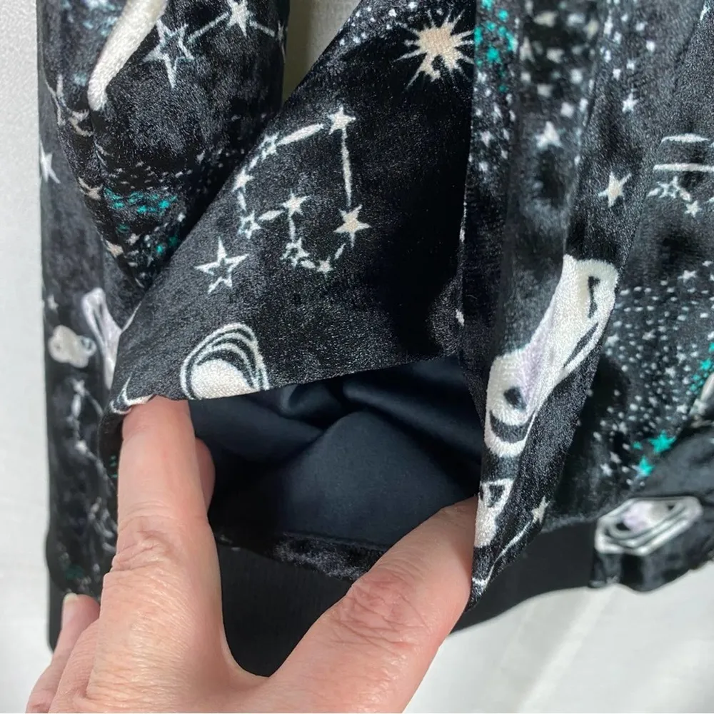 Betsey Johnson Black Velour Celestial Print Jacket Sz.S - Image 9