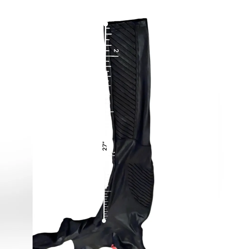 Spanx Black Faux Leather Moto Mid Rise Shaping Shapewear‎ Leggings Sz S - Image 13