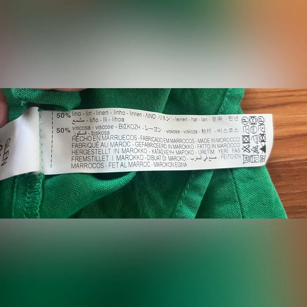 ZARA  Linen Blend Skirt Green Size M - Image 7
