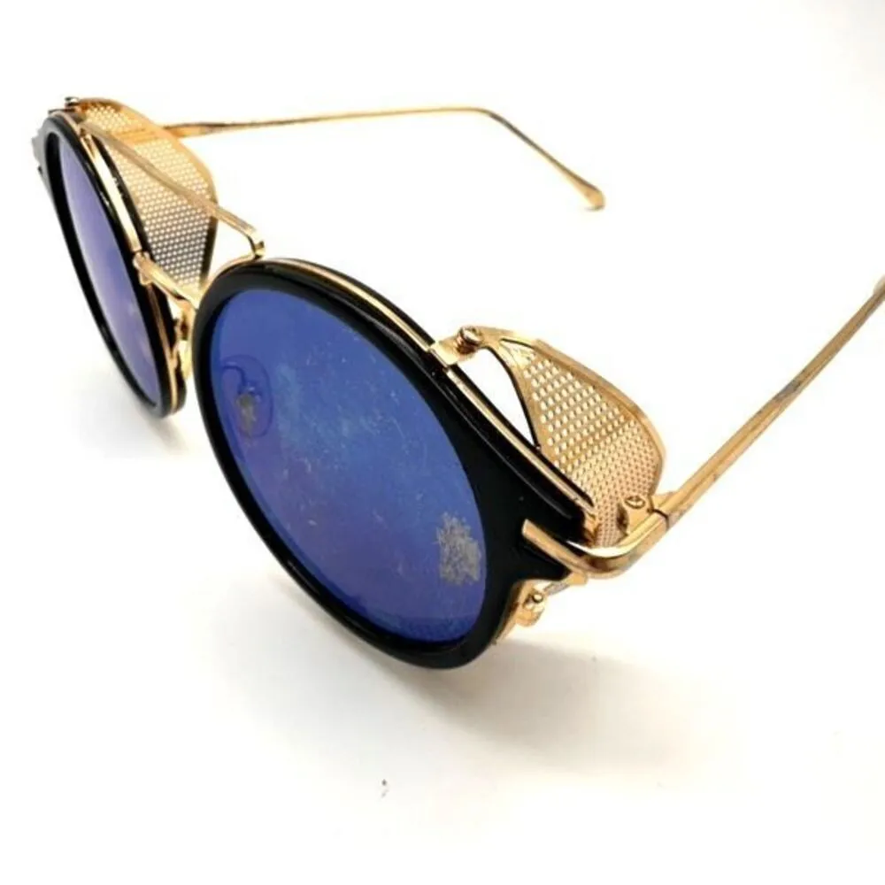Steampunk sunglasses Sunnies black & Gold Halloween Costume Gold - Image 5