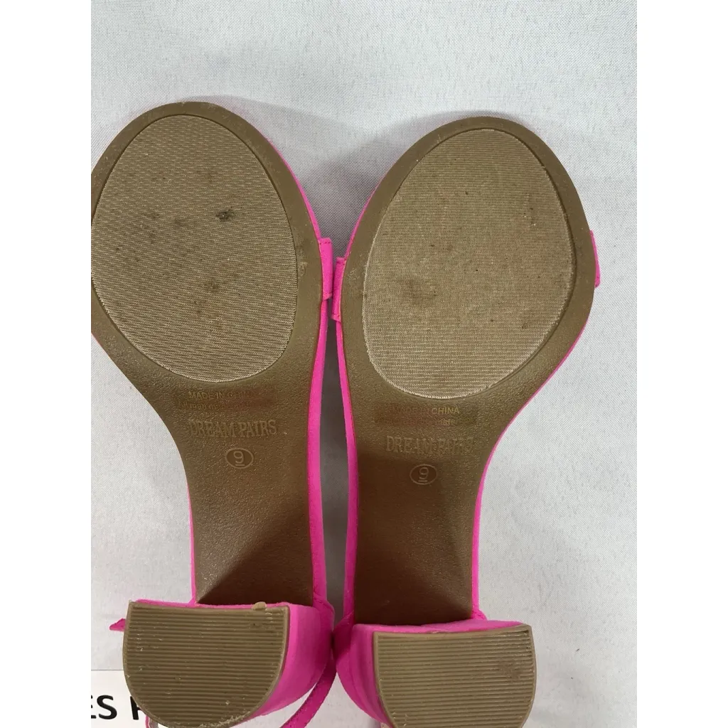 Womans Dream Pairs Strappy Sandals 9 Pink Open Toe Ankle Strap Stacked Heel - Image 7