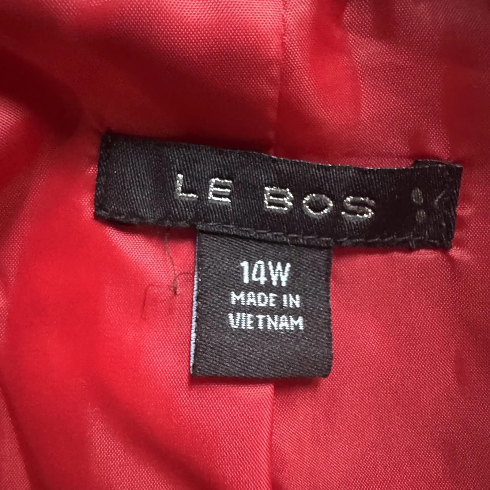 NWT Le Bos Jacket Blazer Short Red Peplum 3/4 Sleeve Womens Size 14W Holiday - Image 3