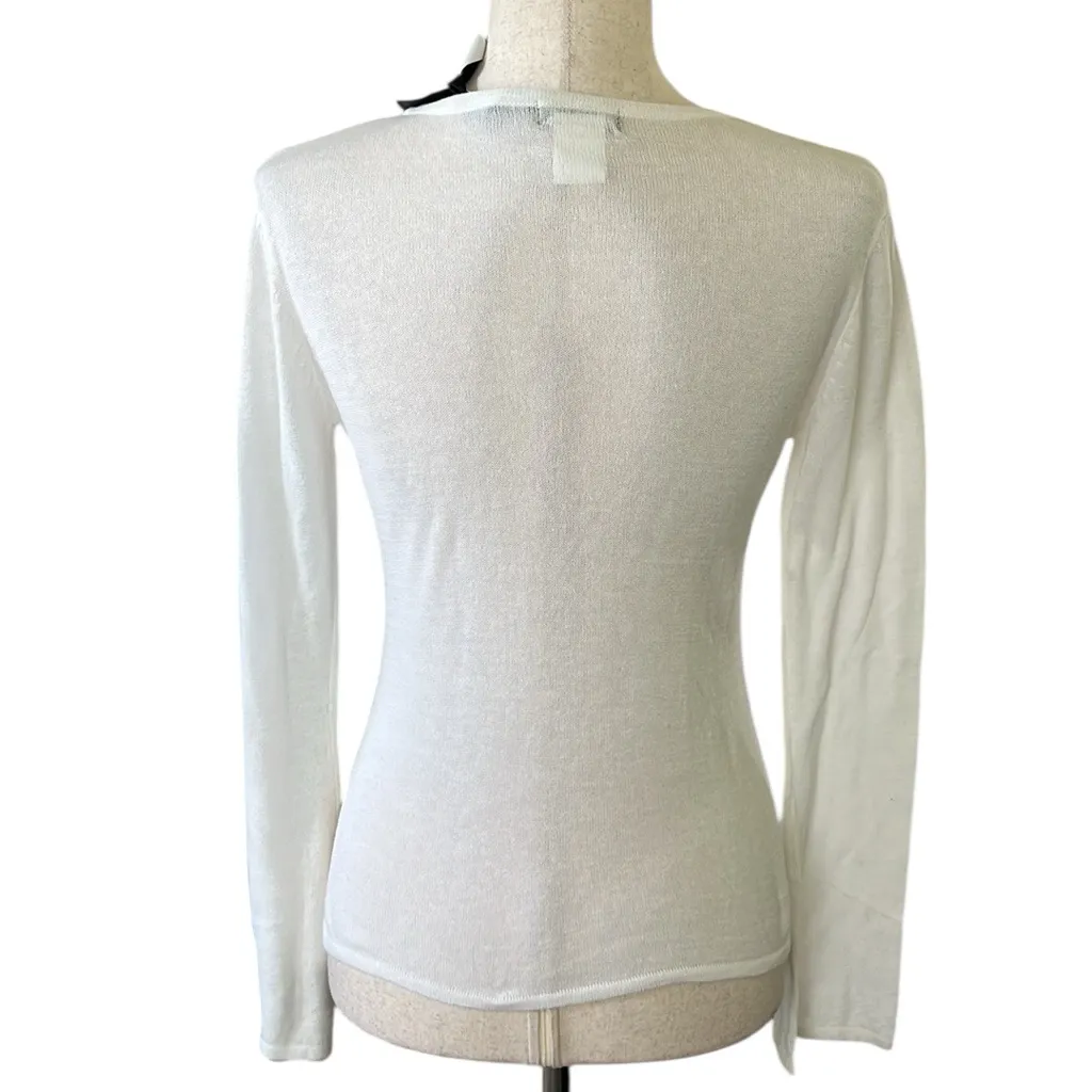Tokyo Denim Beaded Long Sleeve Top White - Image 6