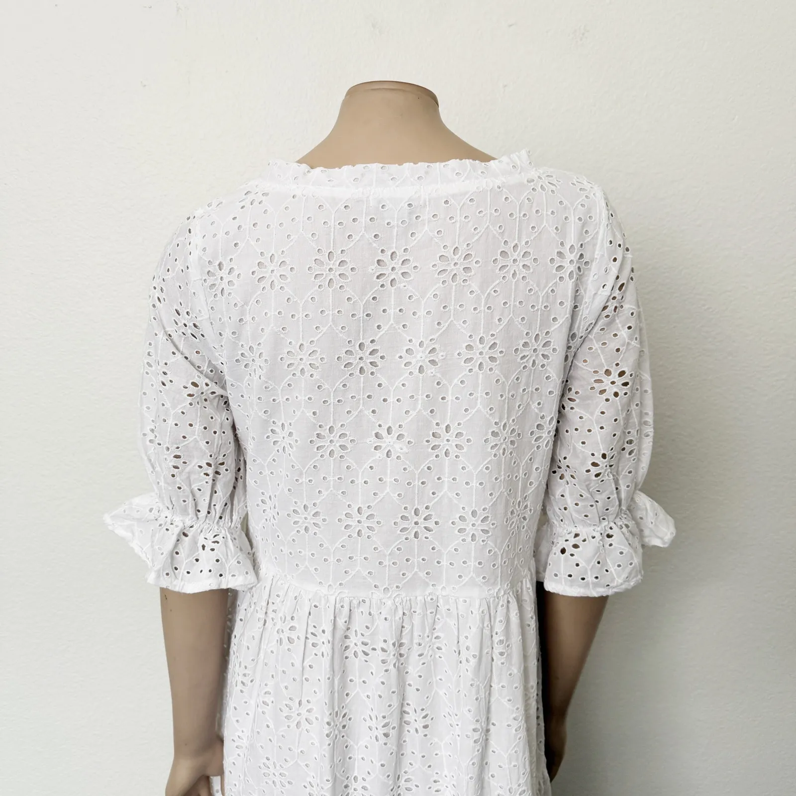 [Sundance] White Jasmine Eyelet Lace Tiered A-Line Mini Dress Sz Small Petite PS - Image 5