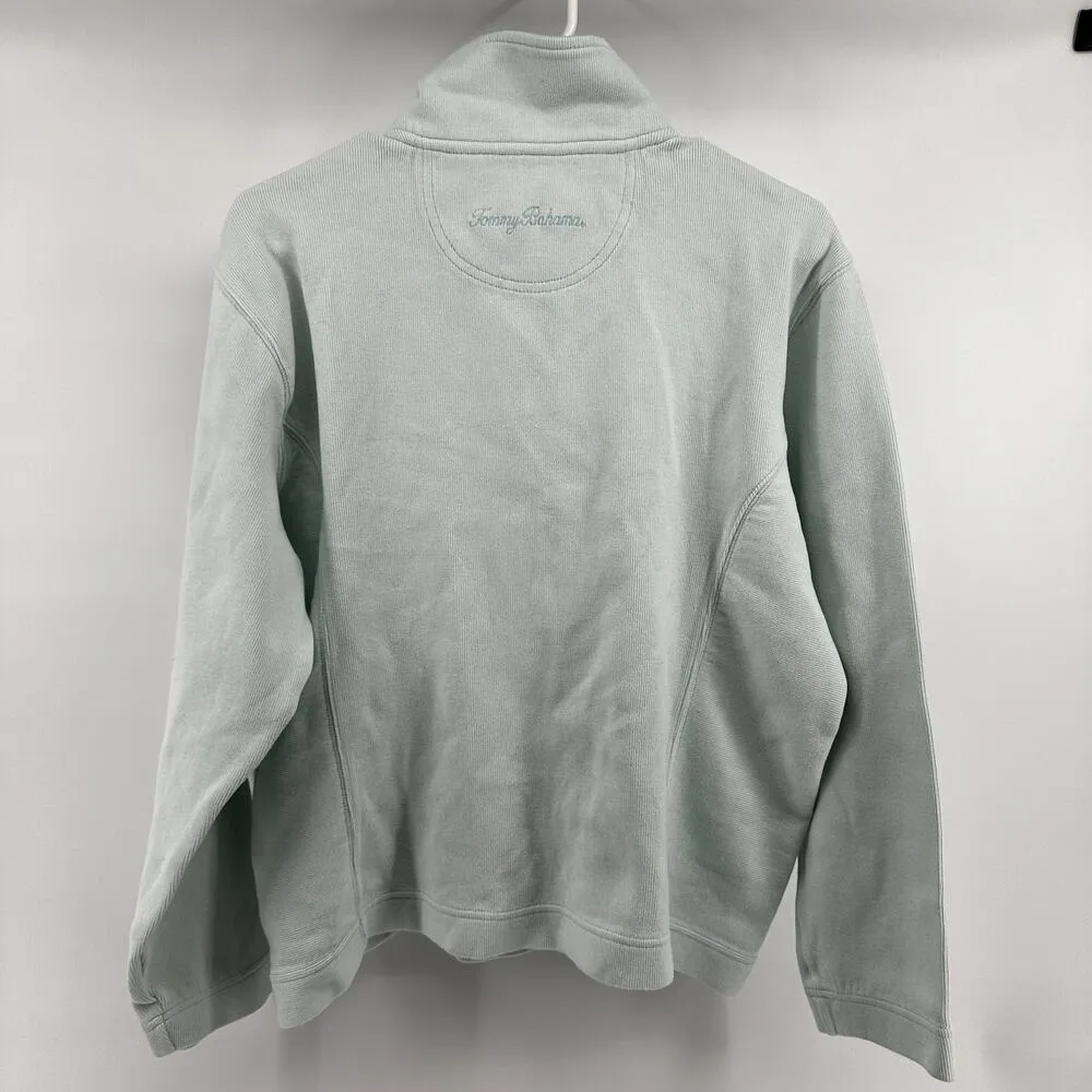Tommy Bahama 1/4 Zip Pullover Sweater Turtleneck Cotton Mint Blue Large - Image 5