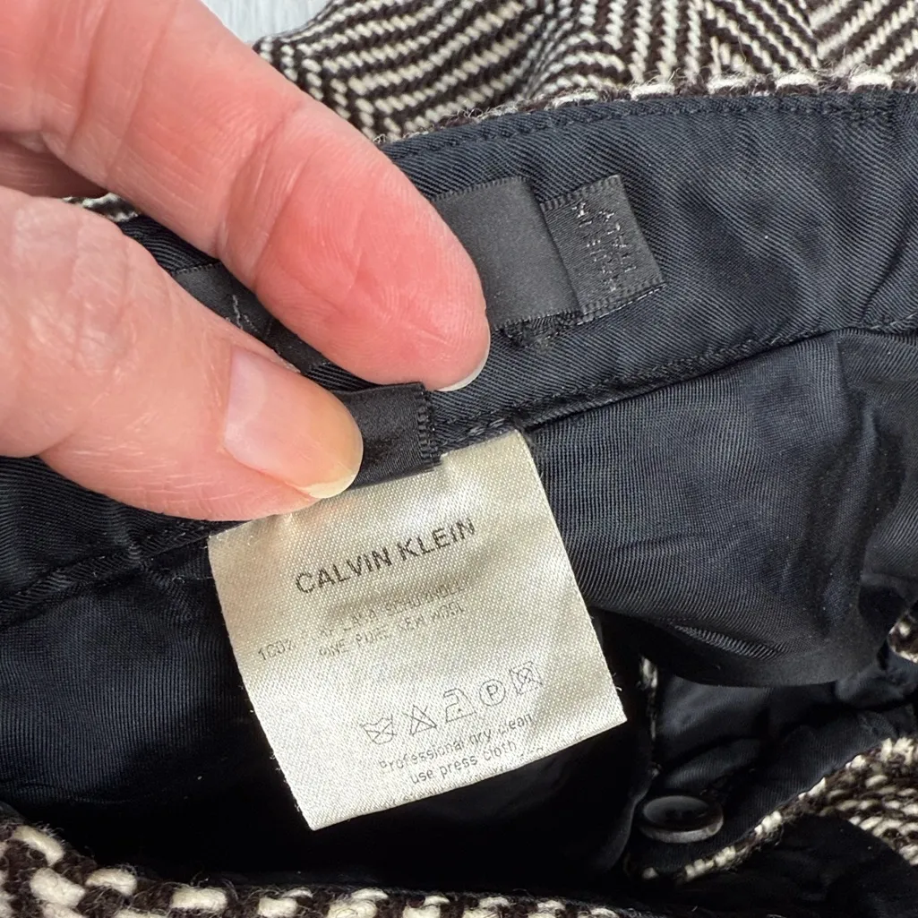 Calvin Klein Collection Vintage Black and White Wool Herringbone Trousers - Image 5