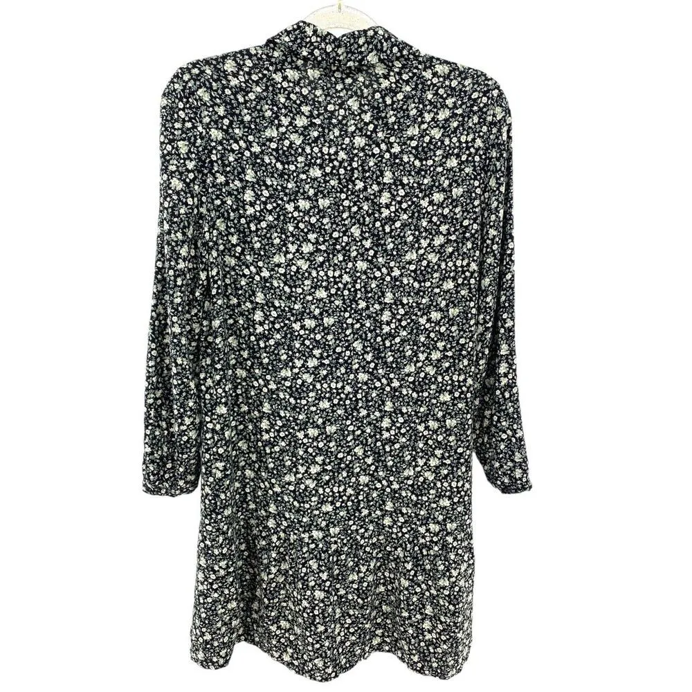 New OVS Women's Button Front Midi Shirt Dress Floral Print Peplum Hem 3/4 Sleeve - Image 11