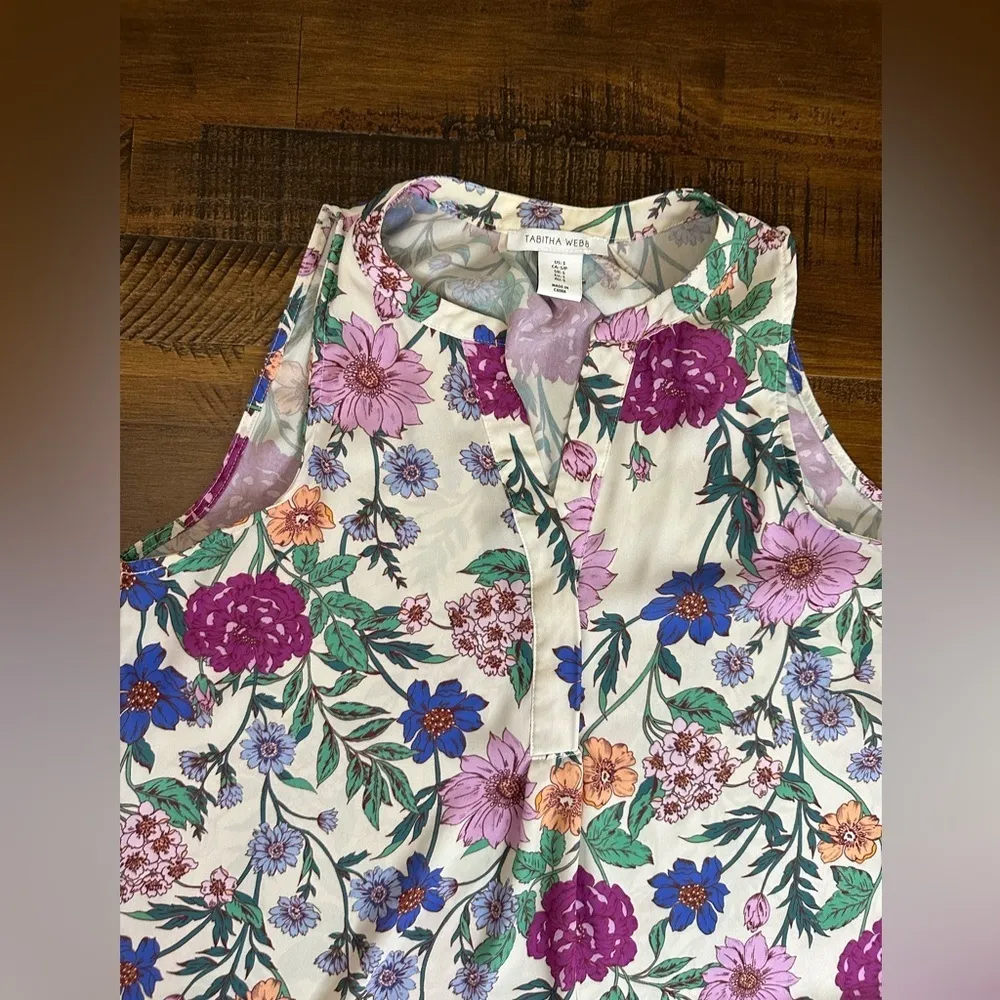 Tabitha‎ Webb Floral Sleeveless Blouse Small EUC - Image 2