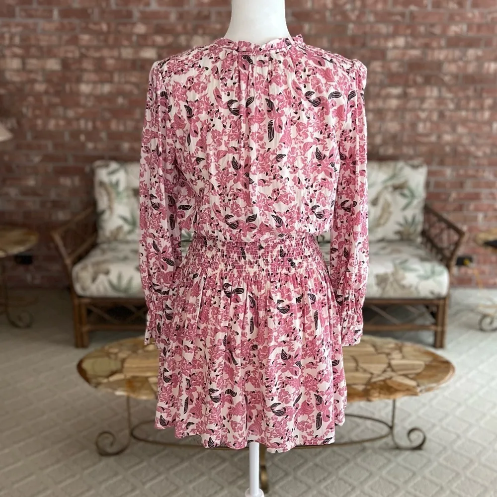Roan + Ryan Genevieve Dress Mini Floral Smocked Pink XS Boho Cocktail Party Chic - Image 10