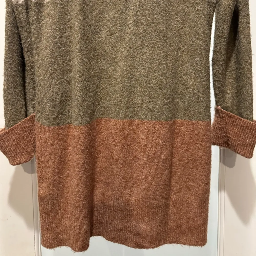 Rachel Zoe Colorblock Turtleneck Sweater Dress Size S | Cozy Fall Neutral Knit - Image 6