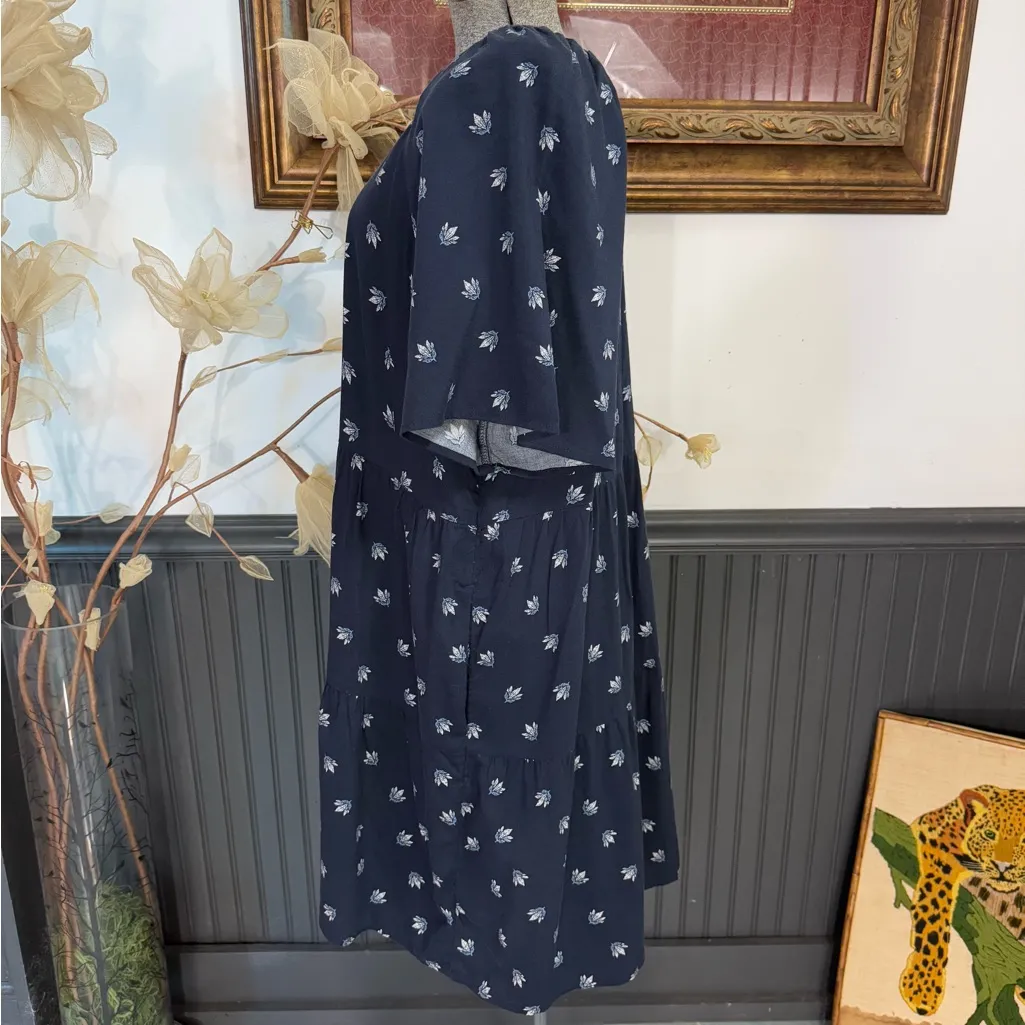 NWT Old Navy V-Neck Mini Swing Dress in Navy Floral ~ Size XL 💚🍄 - Image 5