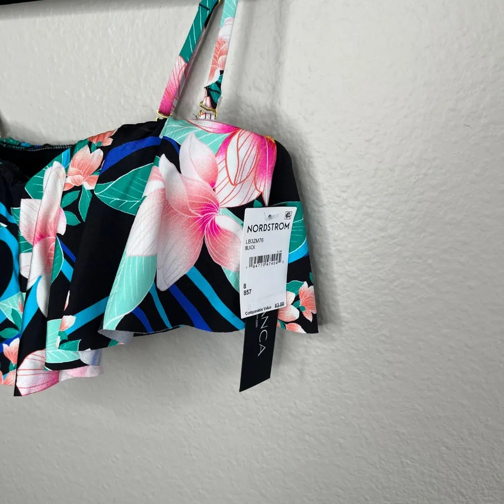 La Blanca Womens Floral NightFall Ruffle Bandeau Bikini Top Size 8 - Image 3
