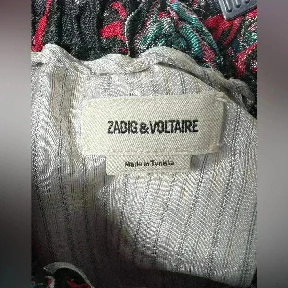 Zadig & Voltaire Women’s “Pomy Jaquard Thunder” Black Floral Pants Size XS/34 - Image 9