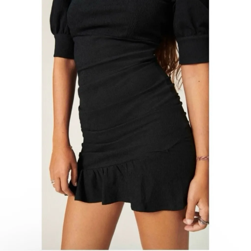 Ba&sh The Woody Black Puff Sleeve Square Neck Mini Dress Size Small - Image 5