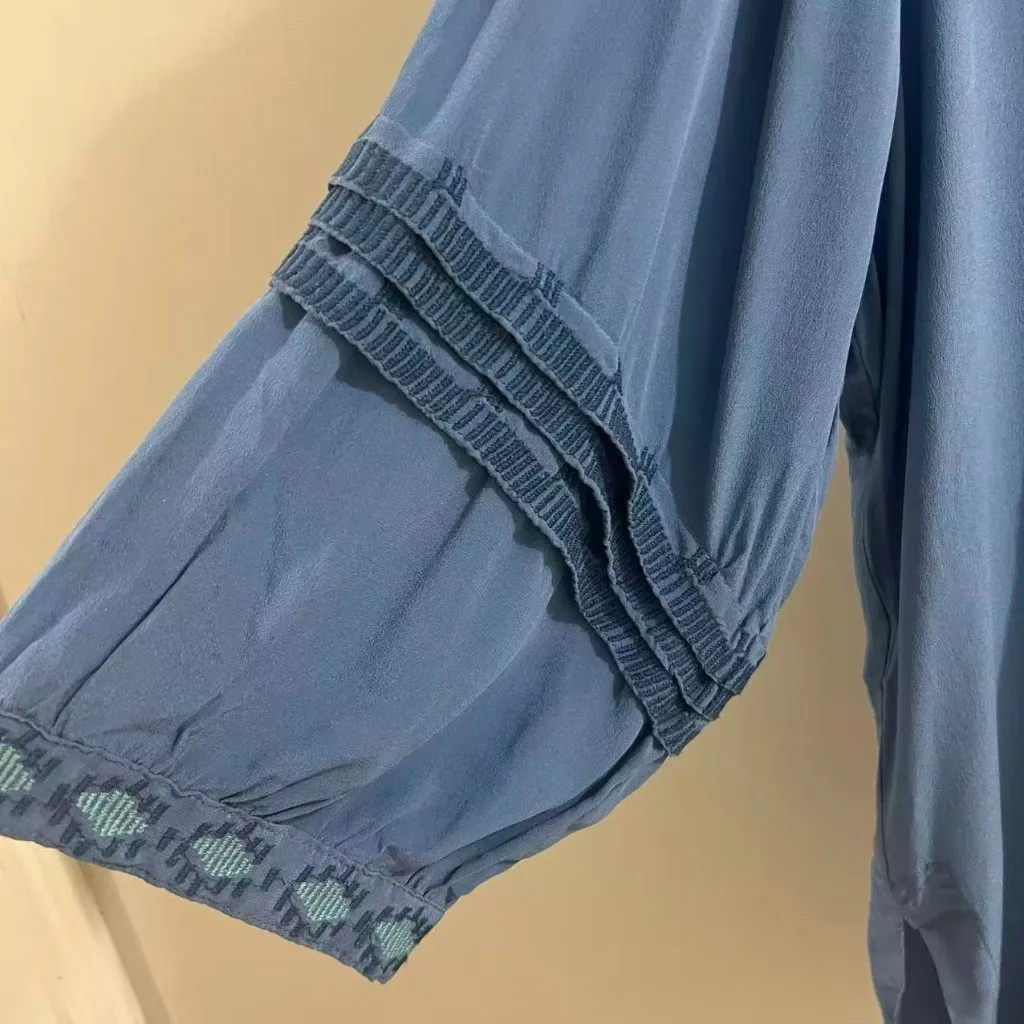 NWOT Johnny Was Biya Carden Tunic Silk Embroidered Floral Tunic Shirt Blouse L - Image 13