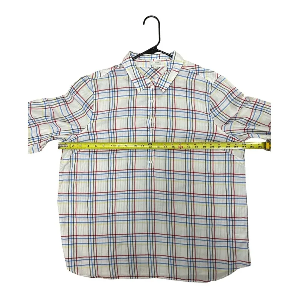 Talbots White and Red Boxy Button Down Shirt - Image 3