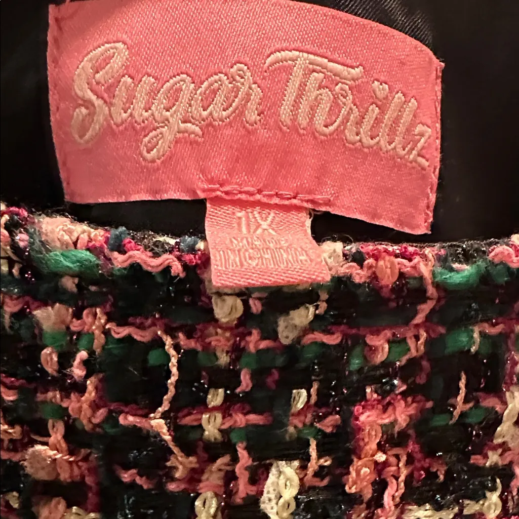 Sugar Thrillz Multicolor Tweed Mini Skirt Black Size 1X - Image 2