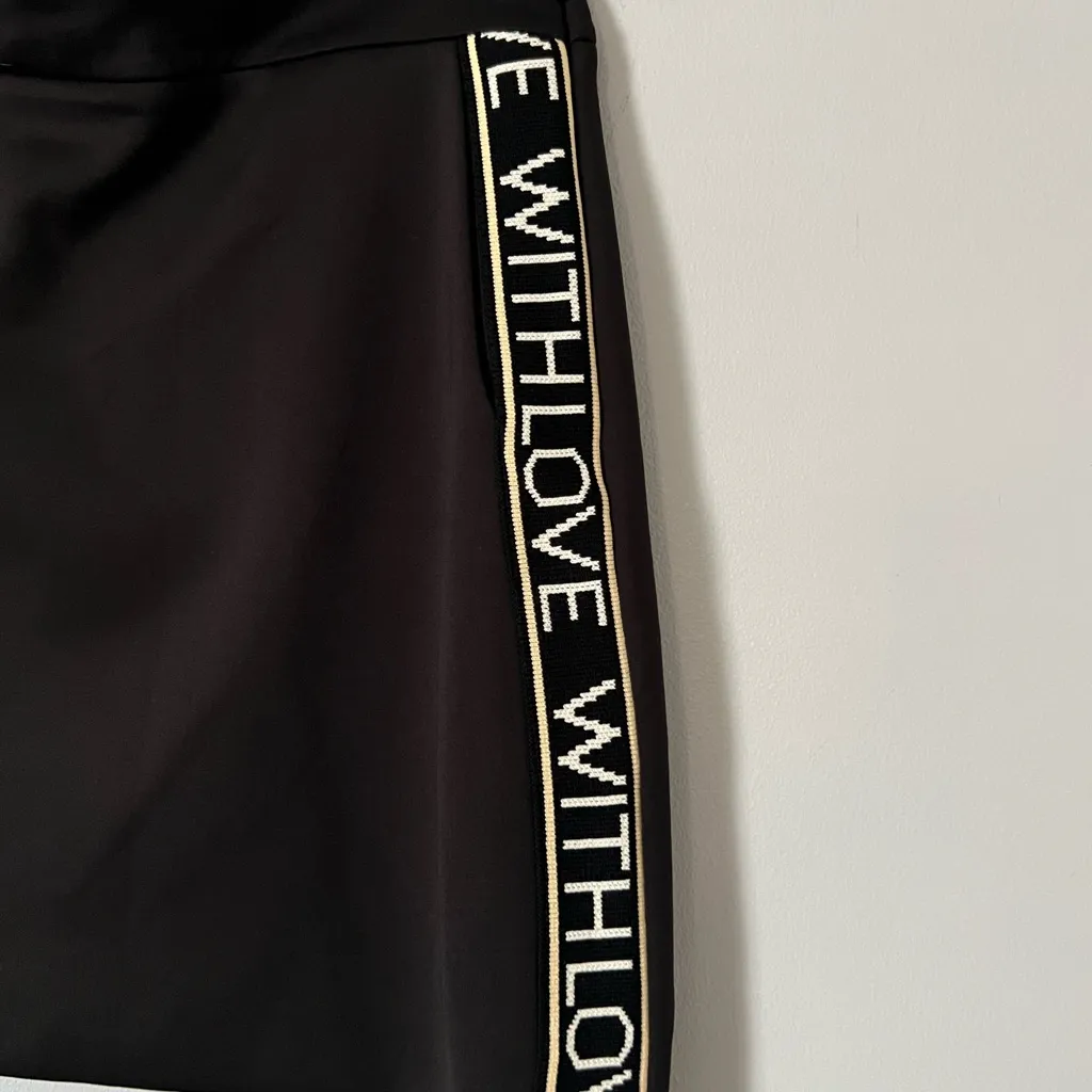 Maje Black Mini Skirt with Side Text - Image 6