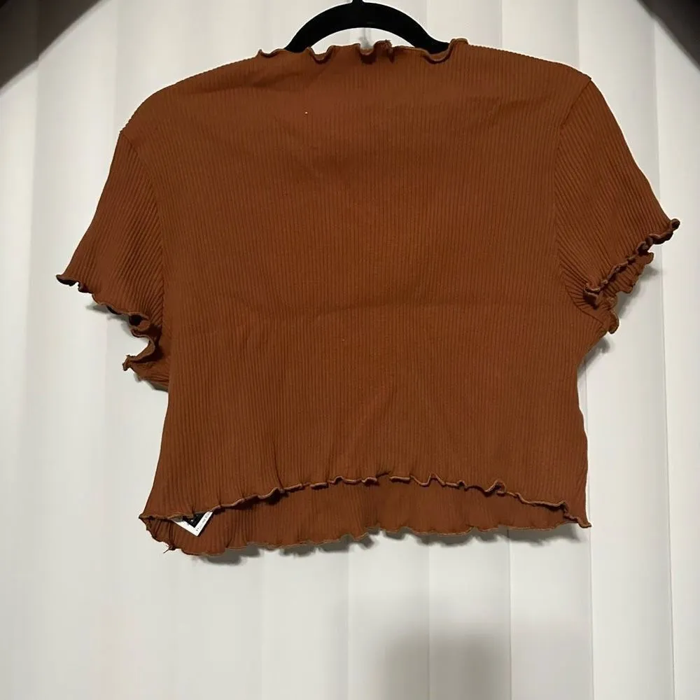 Shein curvy mushroom brown crop top, 94% cotton, 6% spandex - Image 5