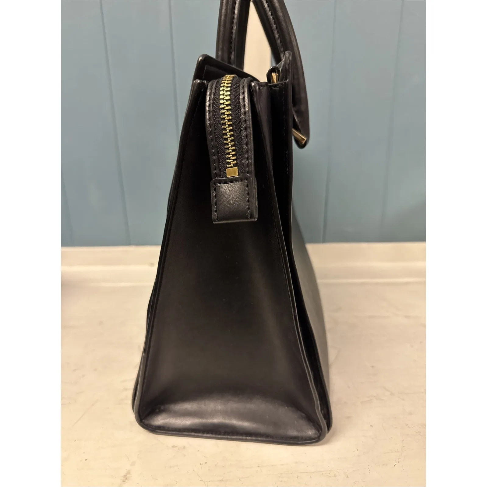 Michael Kors Black Handbag 2-Way‎ Gold Accents 13" X 11" X 6" - Image 6