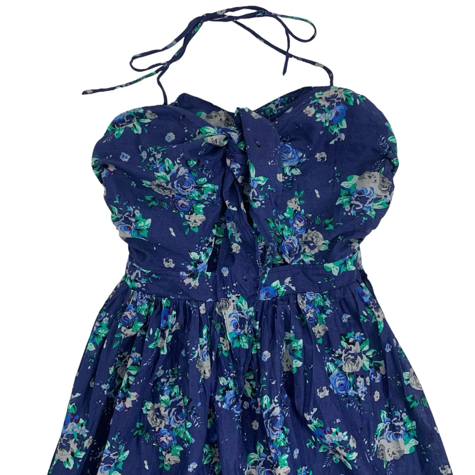 Here Comes The Sun Dress Small Blue Halter Neck Summer Vacation - Image 3