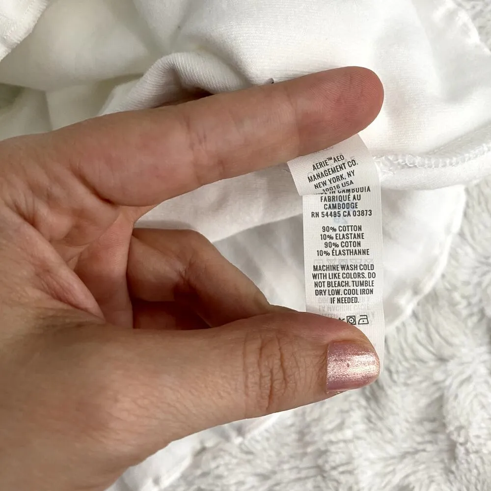 NEW Aerie Offline White Ribbed OG Groove Lettuce Hem Crop Top XL - Image 4