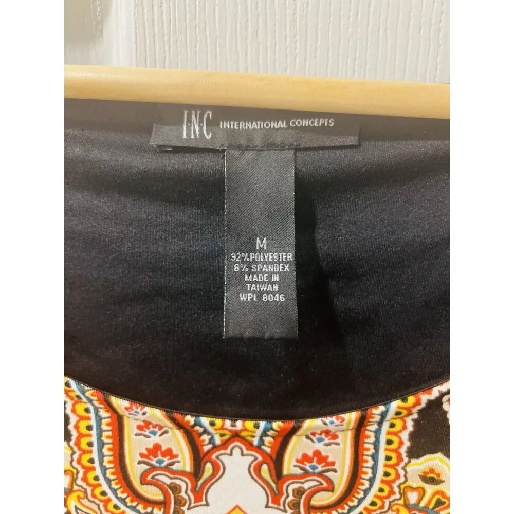 INC International Concepts Embroidered Shift Dress Black 3/4 Sleeve MEDIUM - Image 6