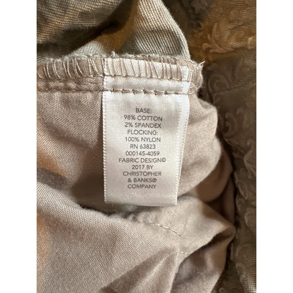 CJ Banks Flocked Riased Swirly print Tan Color size 14W - Image 7