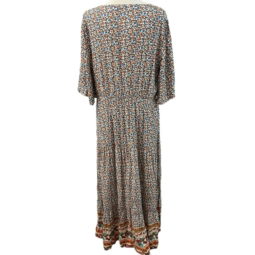 Pretty Garden Bohemian Floral Paisley VNeck Bell Sleeve Maxi Dress NWT XL - Image 6