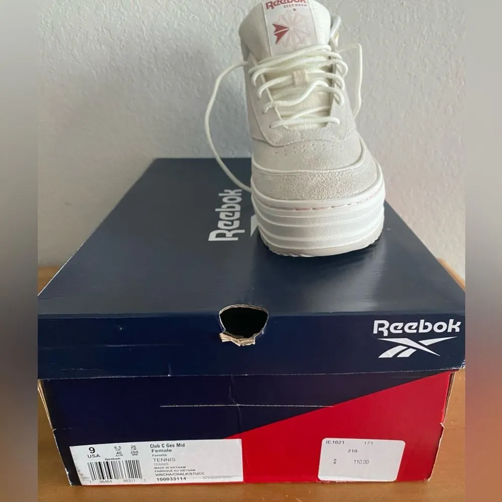 New Reebok Women's Club C Geo Mid Sneaker Vintage Stucco Beige Suede Size 9 - Image 4