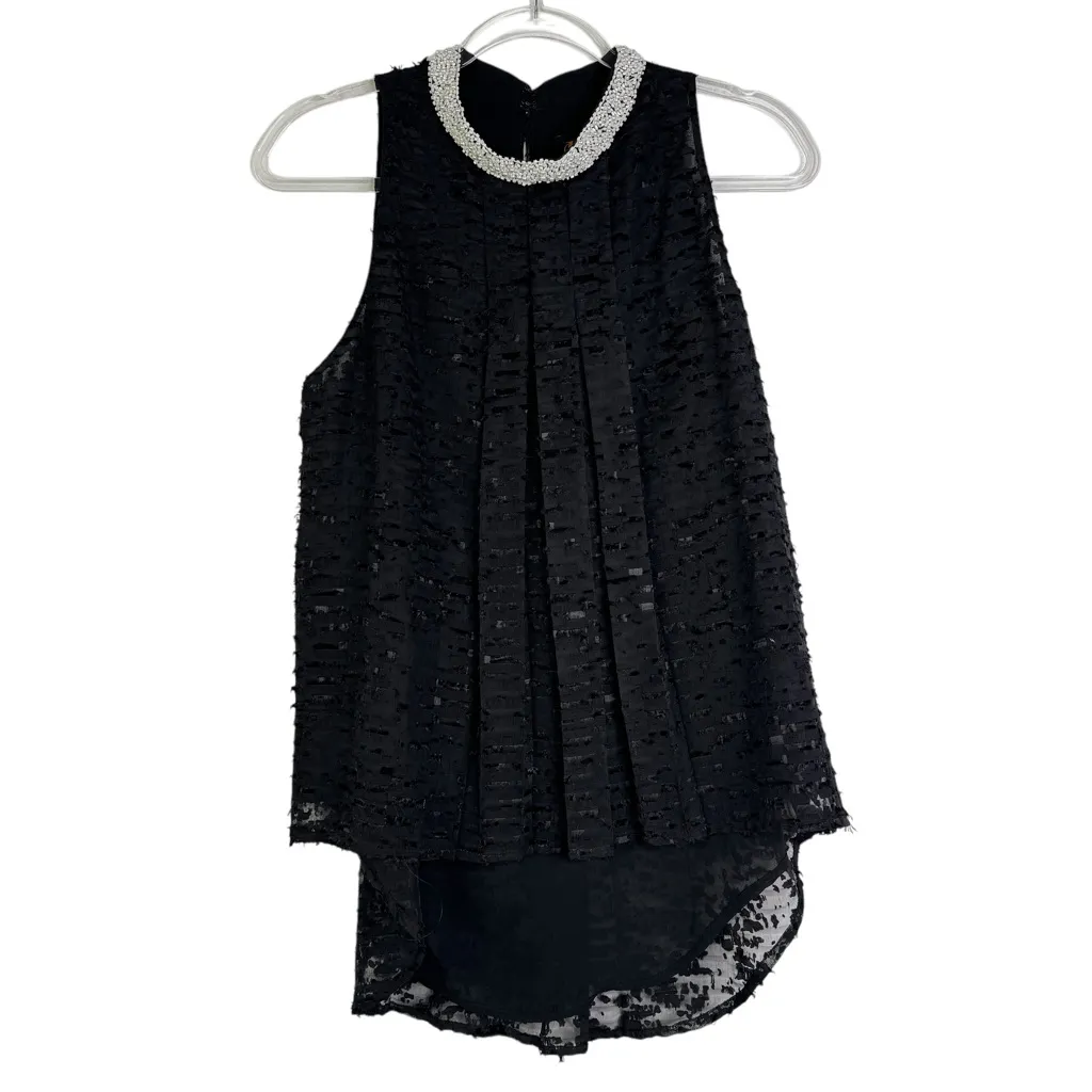 NWT ANTHROPOLOGIE SACHIN & BABI Size 8 Black Sleeveless Beaded Collar Blouse Top - Image 4